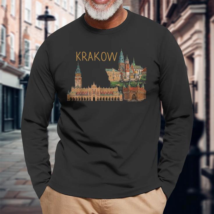クラクフ ポーランド 旅行 お土産 都市 ランドマーク ギフト 長袖Tシャツ 高齢者への贈り物