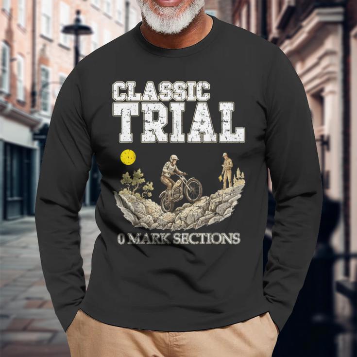 クラシック トライアル 0 マーク セクション オートバイ 歴史的 モータースポーツ 長袖Tシャツ 高齢者への贈り物