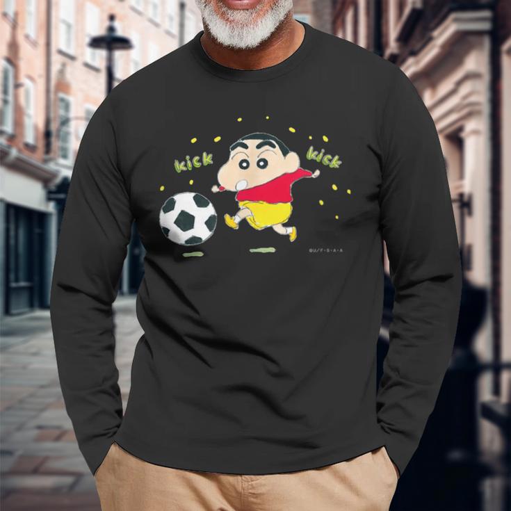クレヨンしんちゃん しんちゃんとサッカー 長袖Tシャツ 高齢者への贈り物