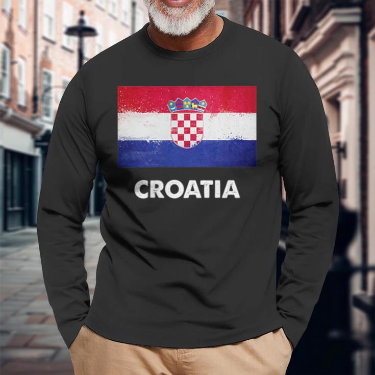 クロアチア国旗ジャージ 長袖Tシャツ 高齢者への贈り物