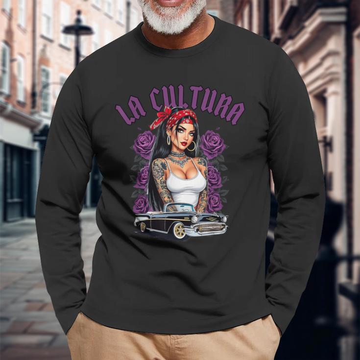 クール アーバン カルチュラ チカーノ ラティーノ メキシカン プライド ホーミー チョーラ 長袖Tシャツ 高齢者への贈り物