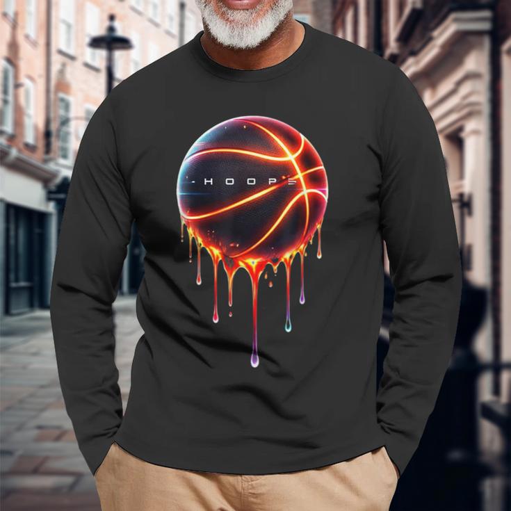 クールなバスケットボール 長袖Tシャツ 高齢者への贈り物