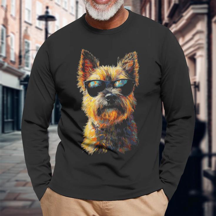 ケアンテリア 犬 ペット アートワーク サングラス ケアンテリア 長袖Tシャツ 高齢者への贈り物
