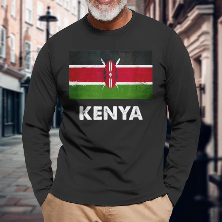 ケニア国旗tシャツ 長袖Tシャツ 高齢者への贈り物