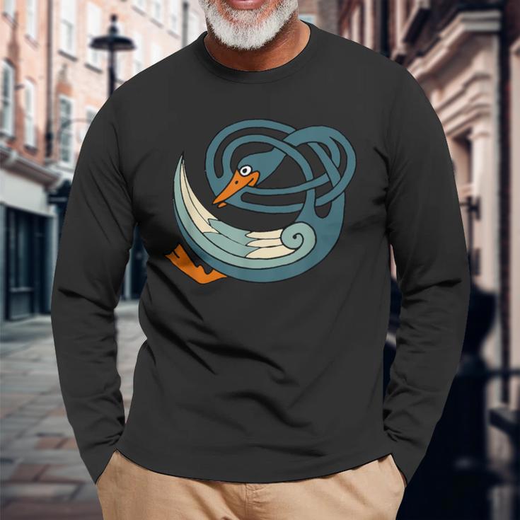 ケルト鳥ケルトデザイン 世界のケルト。 長袖Tシャツ 高齢者への贈り物