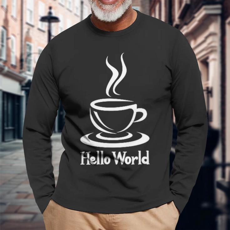 コンピューターtシャツ Java Hello World Development Coding 長袖Tシャツ 高齢者への贈り物