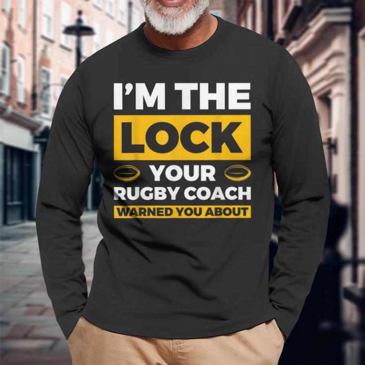 コーチがラグビーについて警告したロックはアイム・ザ・ロック 長袖Tシャツ 高齢者への贈り物