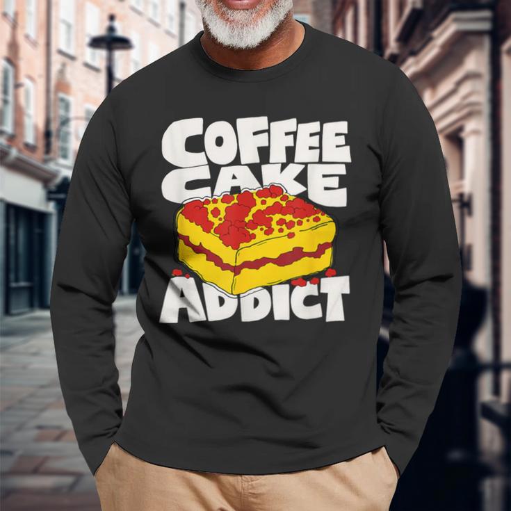 コーヒーケーキ好きのレトロなグラフィック。 長袖Tシャツ 高齢者への贈り物