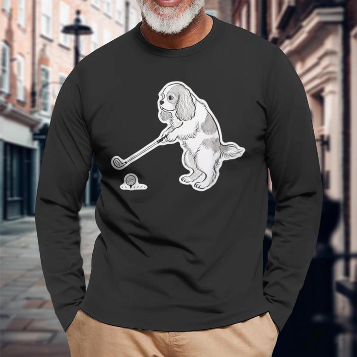 ゴルフ キャバリア グッズ おもしろ 犬 面白い 笑える 和風 長袖Tシャツ 高齢者への贈り物