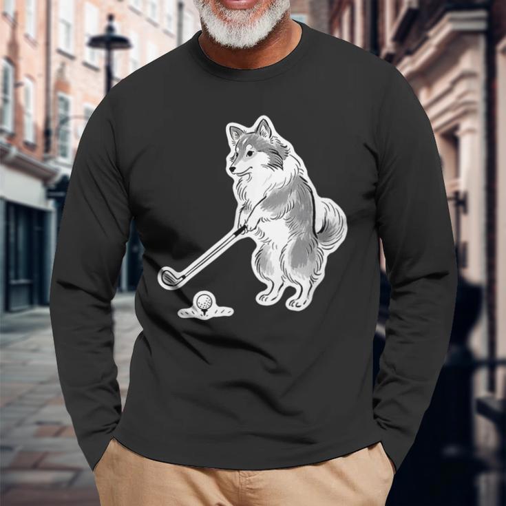 ゴルフ シェットランドシープドッグ シェルティ グッズ おもしろ 犬 面白い 笑える 和風 長袖Tシャツ 高齢者への贈り物
