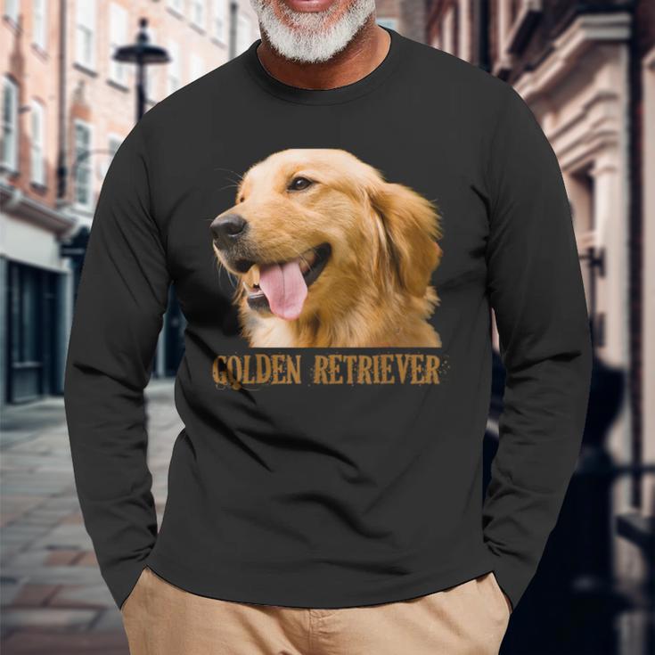 ゴールデンレトリバーの顔 ゴールデンレトリバーの犬の恋人 長袖Tシャツ 高齢者への贈り物
