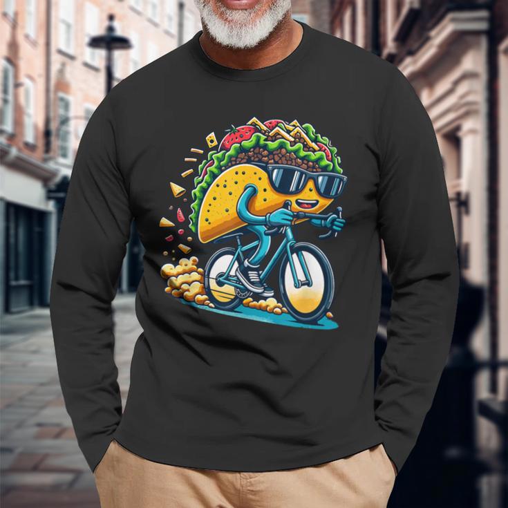 サイクリング タコス ロードバイク 自転車 サイクリスト 長袖Tシャツ 高齢者への贈り物
