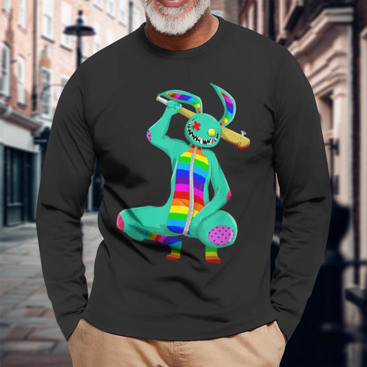 サイケデリックバニーサイコバニーアート 長袖Tシャツ 高齢者への贈り物