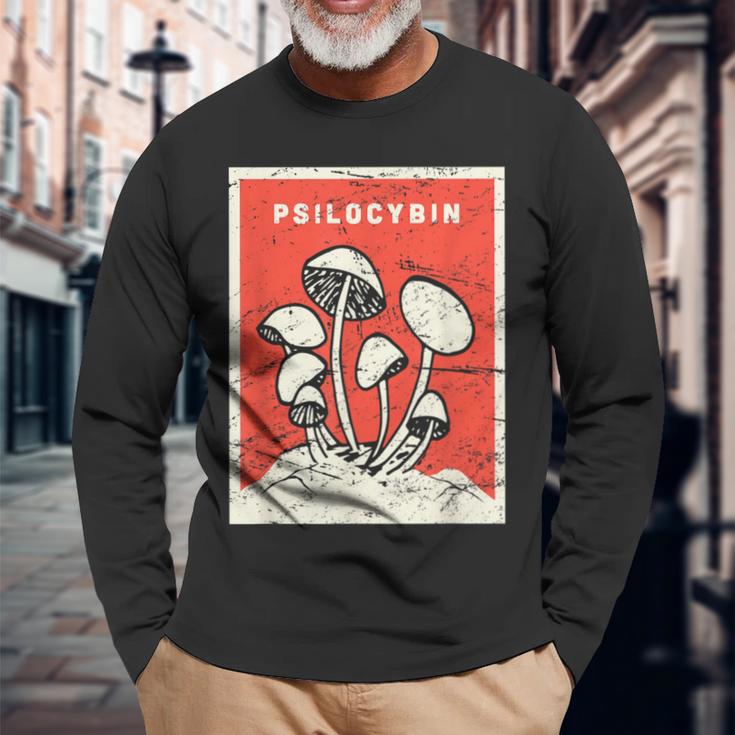 サイロシビンtシャツ レトロサイケデリックマジックマッシュルーム 長袖Tシャツ 高齢者への贈り物