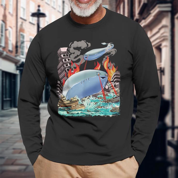 サカバンバスピス フィッシュミーム 怪獣 長袖Tシャツ 高齢者への贈り物