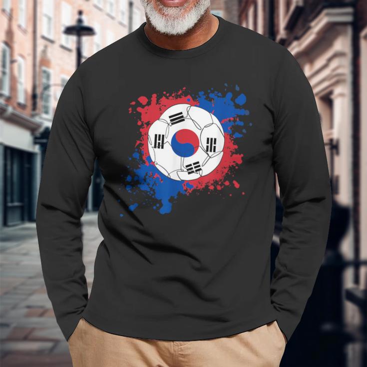 サッカーボール 韓国国旗付き 長袖Tシャツ 高齢者への贈り物