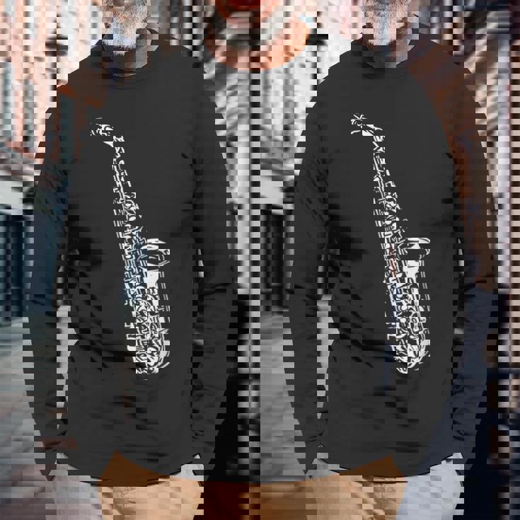 サックス サックス奏者 ミュージシャン サックス奏者 楽器 長袖Tシャツ 高齢者への贈り物