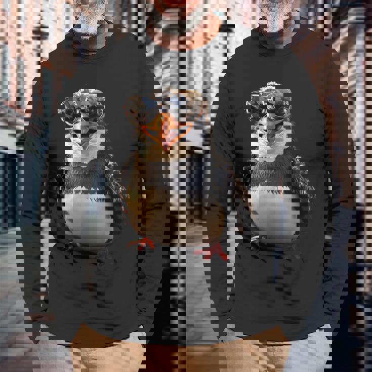 サングラスをかけたペンギン アニマル・フレンド ラブ・キュート・ペンギン 長袖Tシャツ 高齢者への贈り物