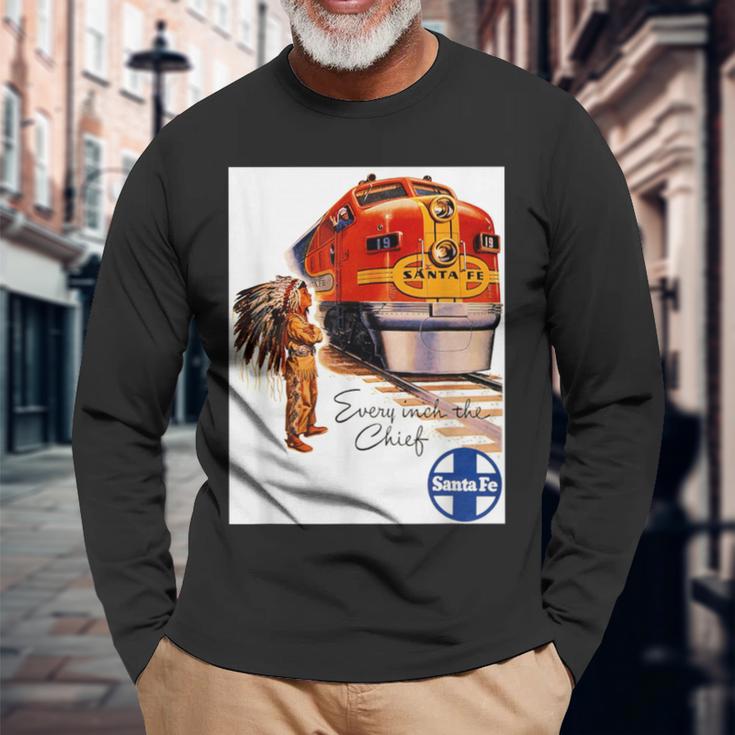 サンタフェ鉄道 ネイティブアメリカン 列車レール 旅行 長袖Tシャツ 高齢者への贈り物