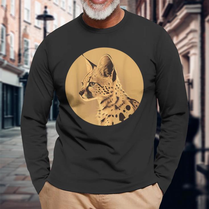 サーバル ワイルドキャット サーバルキャット アフリカン ワイルドキャット アニマル サーバル 長袖Tシャツ 高齢者への贈り物