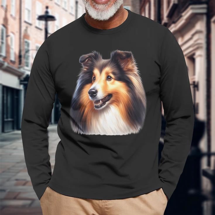 シェットランド・シープドッグ×シェルティ 長袖Tシャツ 高齢者への贈り物