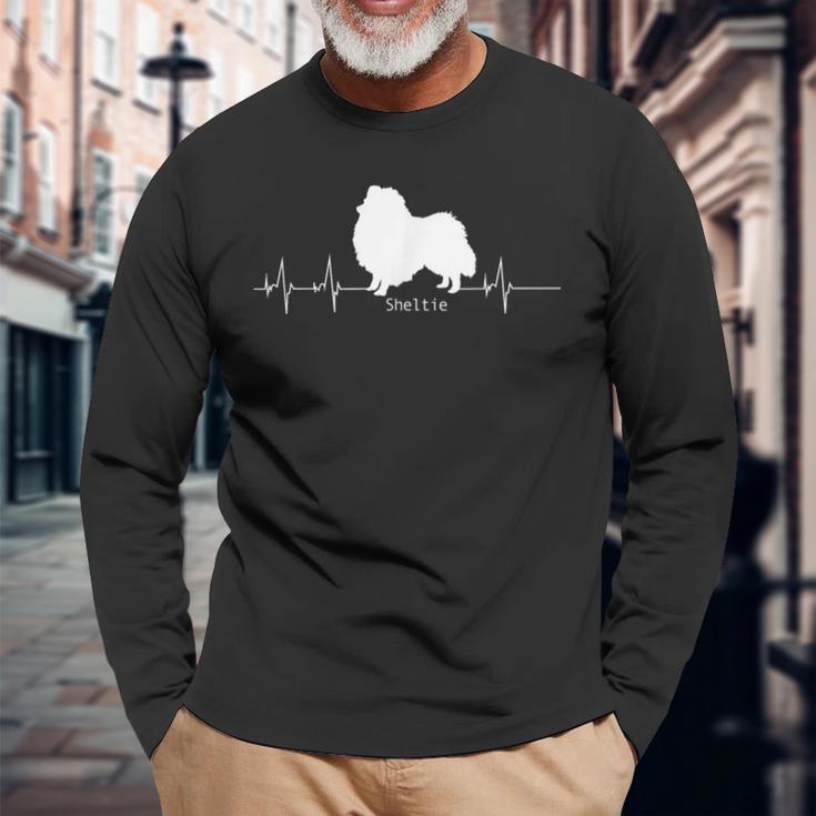 シェルティハートビートドッグデザイン シェルティギフト 長袖Tシャツ 高齢者への贈り物
