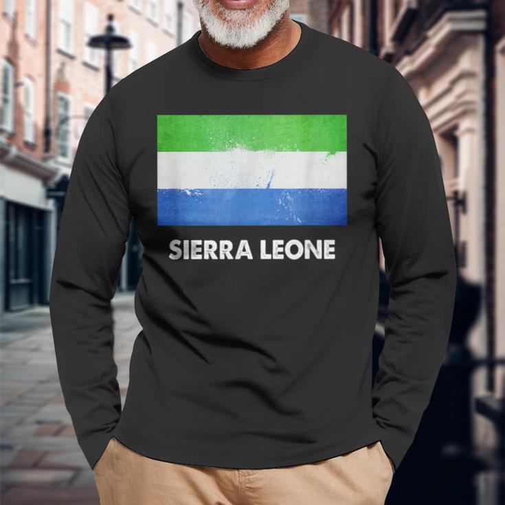 シエラレオネ国旗tシャツ 長袖Tシャツ 高齢者への贈り物