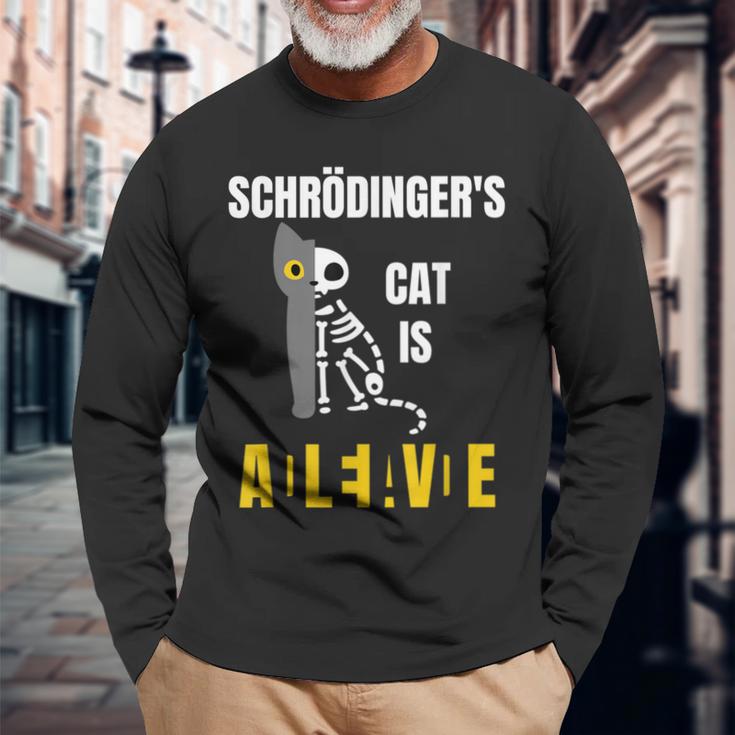シュレーディンガーの猫は生きている シュレーディンガーの猫の科学者たち 長袖Tシャツ 高齢者への贈り物