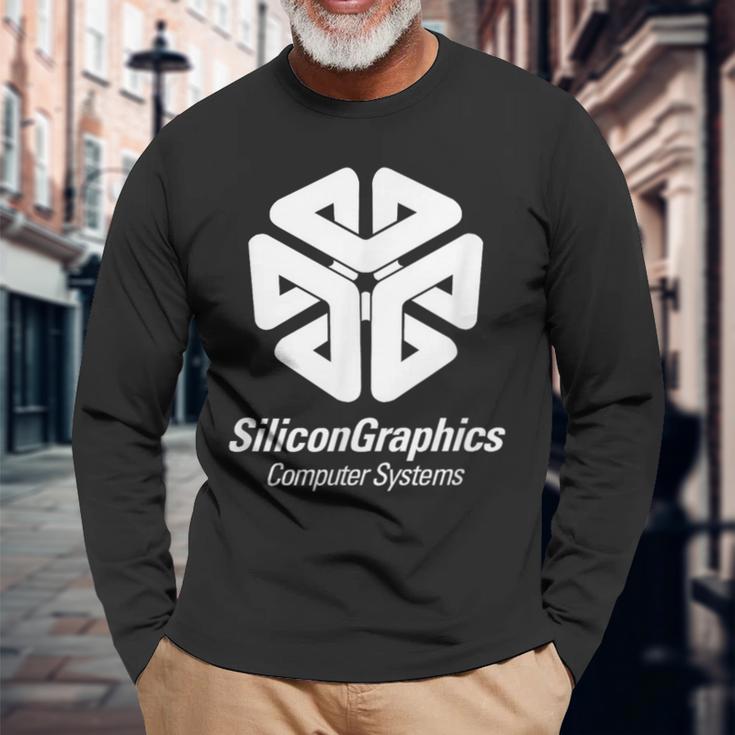 シリコングラフィックス コンピューターシステム レトロ スーパーコンピューター 長袖Tシャツ 高齢者への贈り物