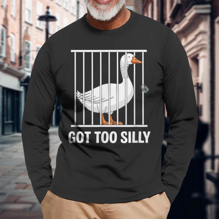 シリー・グースtシャツバカになりすぎた 長袖Tシャツ 高齢者への贈り物