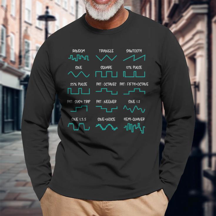 シンセサイザー ウェーブフォーム 電子音楽プロデューサー シンセス 長袖Tシャツ 高齢者への贈り物