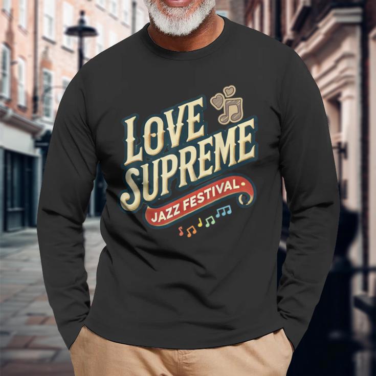 ジャズ愛好家のためのラブシュプリームジャズフェスティバル 長袖Tシャツ 高齢者への贈り物