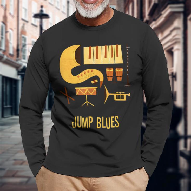 ジャンプ・ブルース-ヴィンテージ・ブルース・ミュージック 長袖Tシャツ 高齢者への贈り物