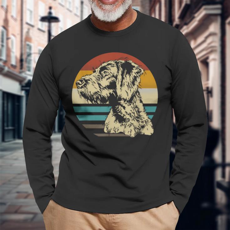 ジャーマンワイヤーヘアードハンター 犬の頭 あごひげ レトロ 長袖Tシャツ 高齢者への贈り物
