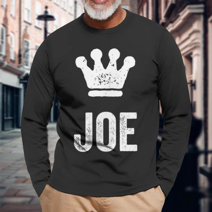 ジョー・ザ・キングクラウン＆ネーム・デザイン・フォー・メンズ・フォー・メンズ 長袖Tシャツ 高齢者への贈り物