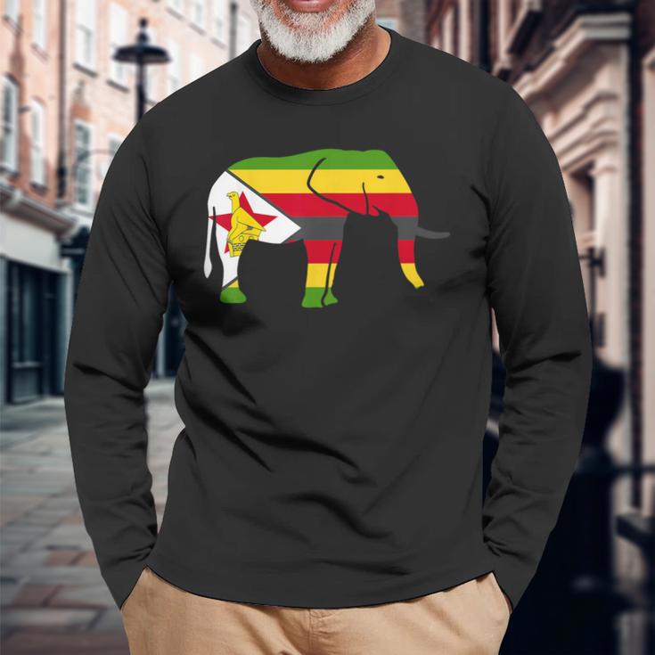 ジンバブエ 国旗 国 国籍 ジンバブエ 長袖Tシャツ 高齢者への贈り物