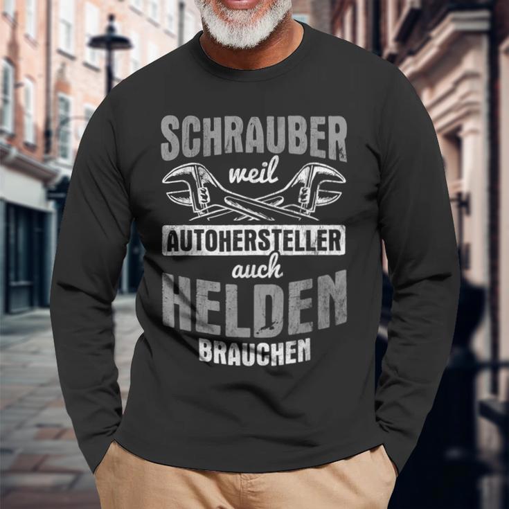 スクリュードライバー Weil 自動車メーカー ヘルデンニードル メカニック 長袖Tシャツ 高齢者への贈り物