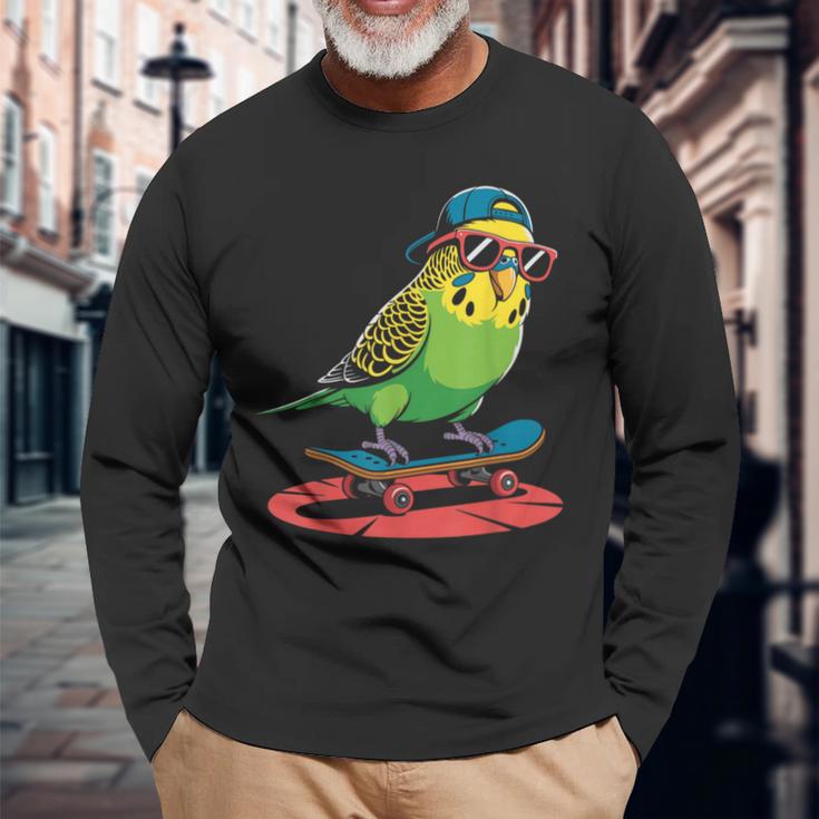 スケートボード セキセイインコ スケート セキセイインコ 長袖Tシャツ 高齢者への贈り物