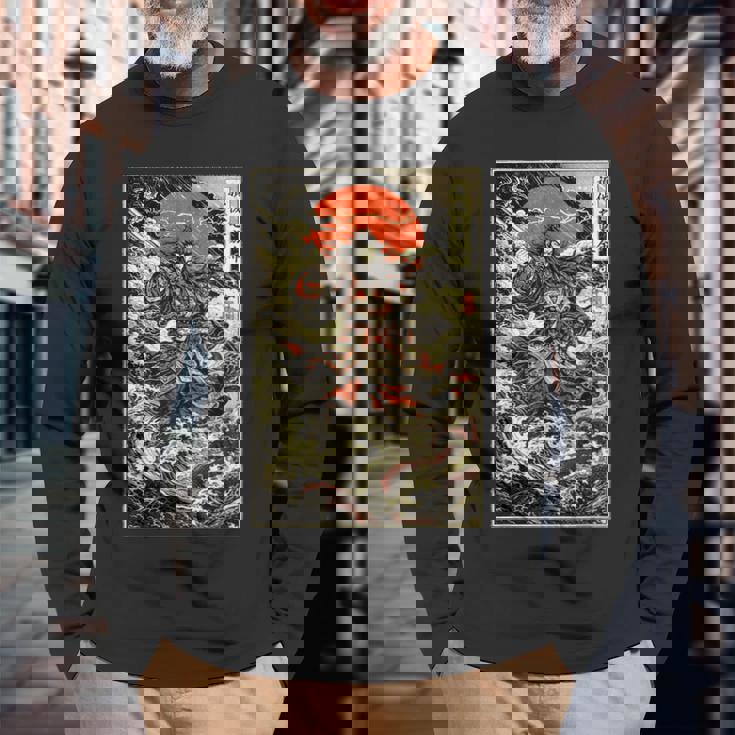 スサノオ 日本神話 女神 浮世絵 神道 長袖Tシャツ 高齢者への贈り物