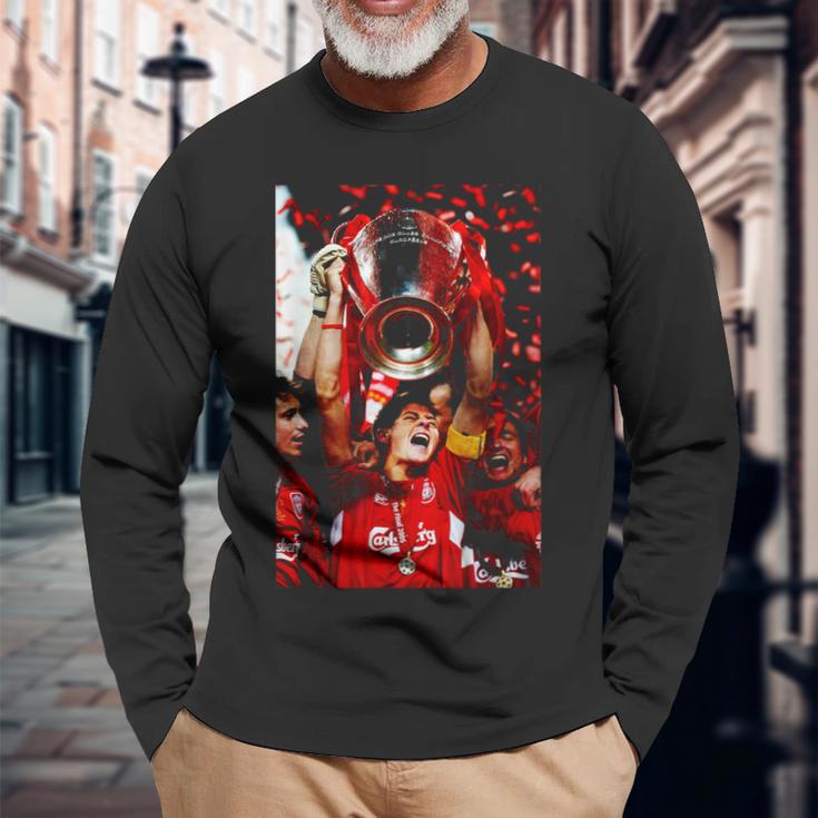 スティーブン・ジェラード リバプール・フットボール・ワールドカップ トロフィー 長袖Tシャツ 高齢者への贈り物