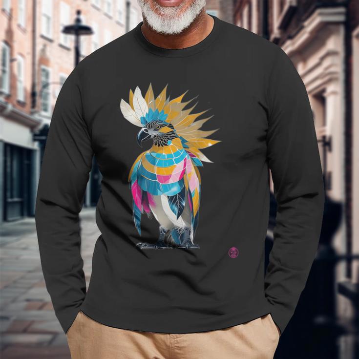 スピリットガイド 部族の鳥 長袖Tシャツ 高齢者への贈り物