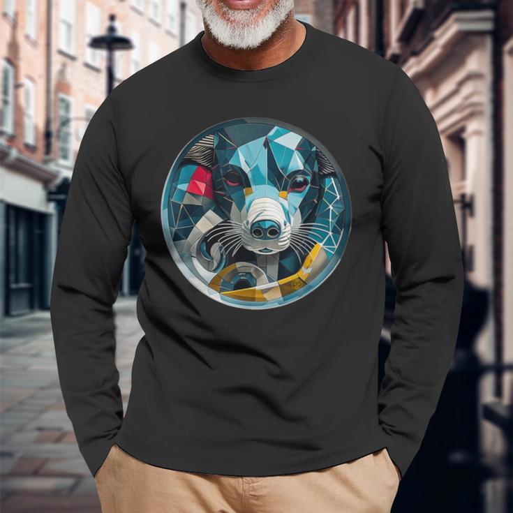 スピリットガイド-犬 長袖Tシャツ 高齢者への贈り物