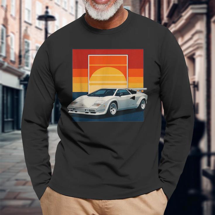 スポーツカー カウンタック イタリア ファスト クラシック スー 長袖Tシャツ 高齢者への贈り物