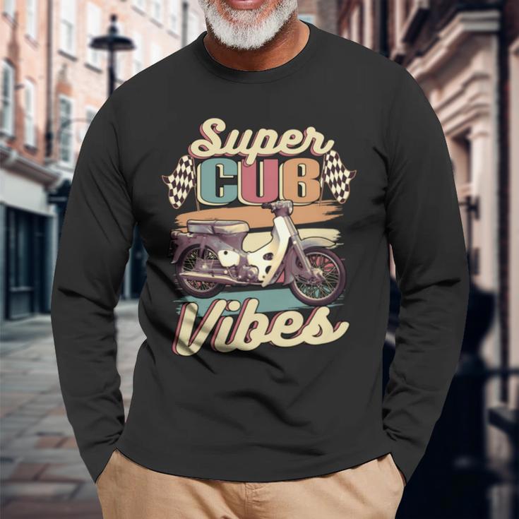 スーパーカブ C100 原付バイク ヴィンテージ バイブ レトロジャパン 長袖tシャツ 長袖Tシャツ 高齢者への贈り物