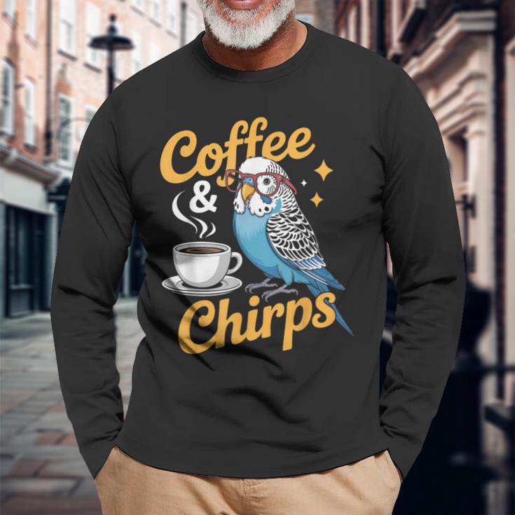 セキセイインコ コーヒー チャープス セキセイインコ 長袖Tシャツ 高齢者への贈り物