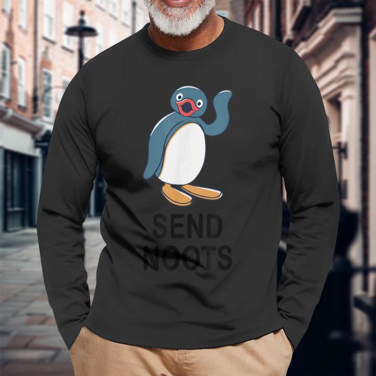 センドブーツペンギンファニーアパレル 長袖Tシャツ 高齢者への贈り物