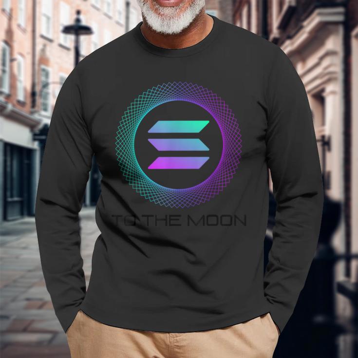 ソラナ・ソルコイン・トゥ・ザ・ムーン 長袖Tシャツ 高齢者への贈り物