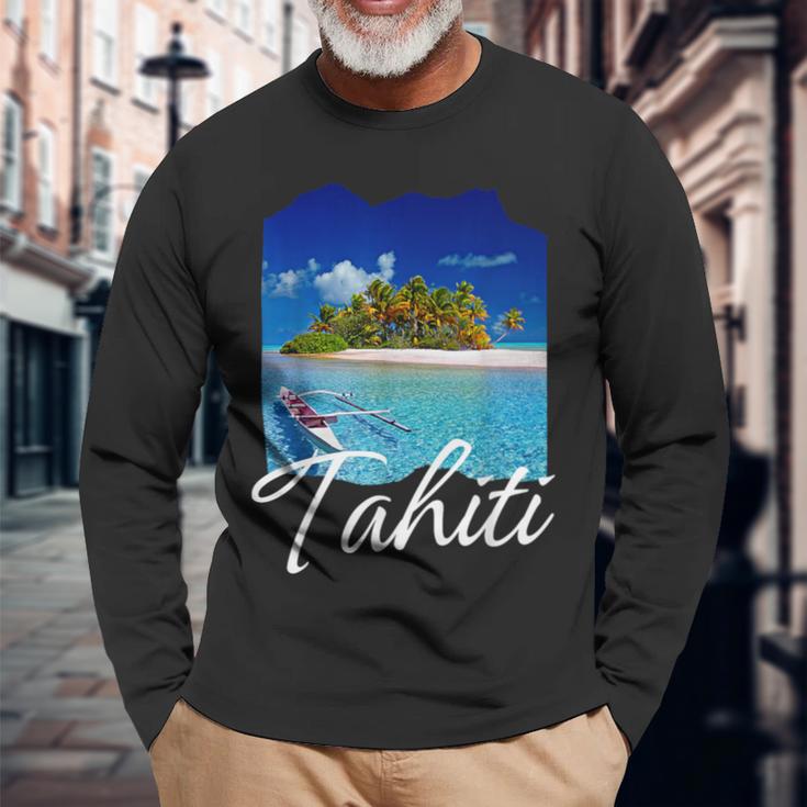 タヒチ フランス領ポリネシア タヒチ 長袖Tシャツ 高齢者への贈り物