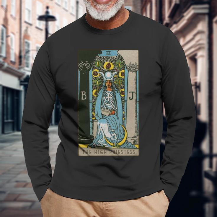 タロットカード The High Priestess ビンテージカード2 長袖tシャツ 長袖Tシャツ 高齢者への贈り物