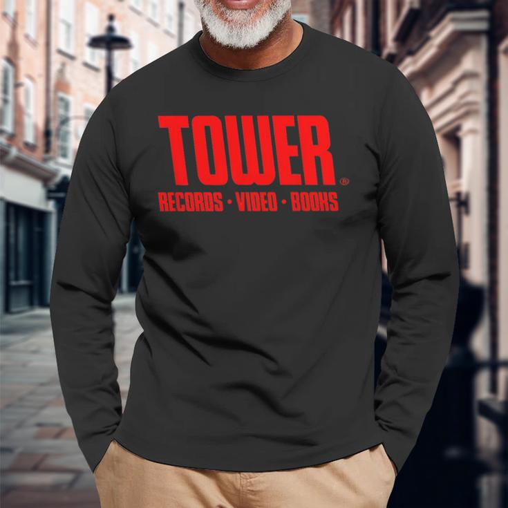 タワーレコード レトロ ヴィンテージ 音楽 ハリウッド 長袖Tシャツ 高齢者への贈り物